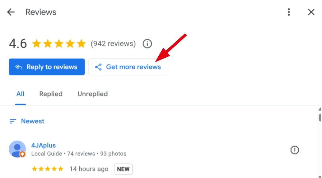 Click Get more reviews