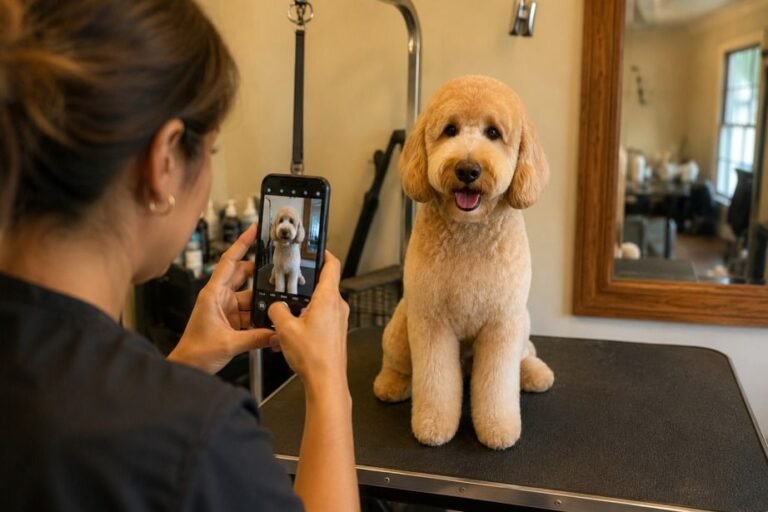 groomer taking photo
